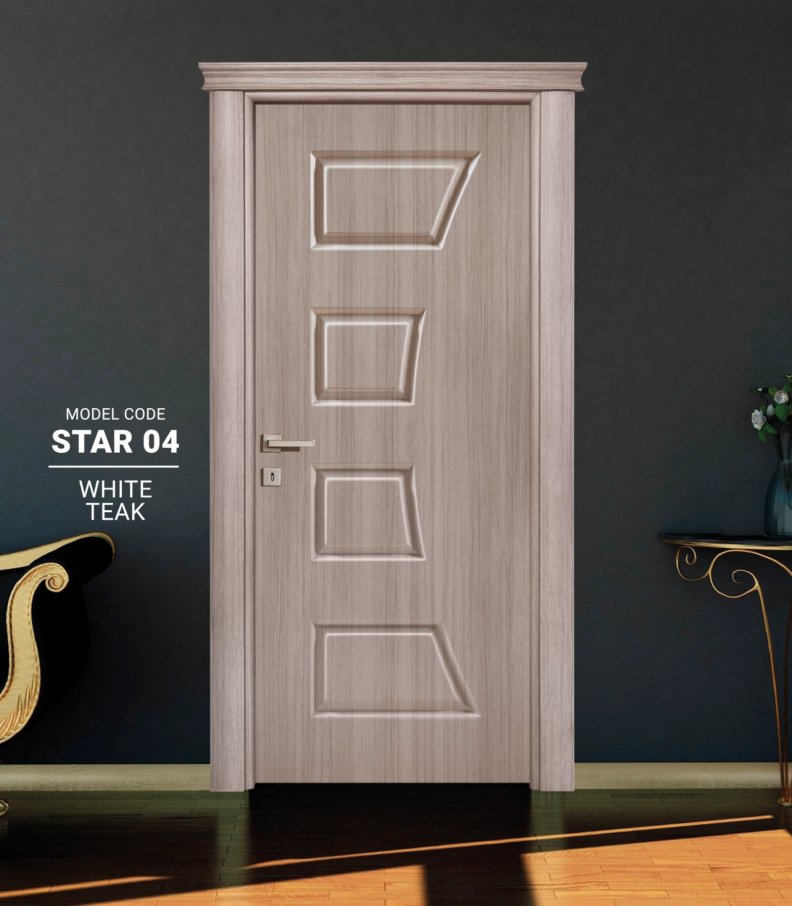 White Teak Oda Kapısı - Selkan Dekorasyon